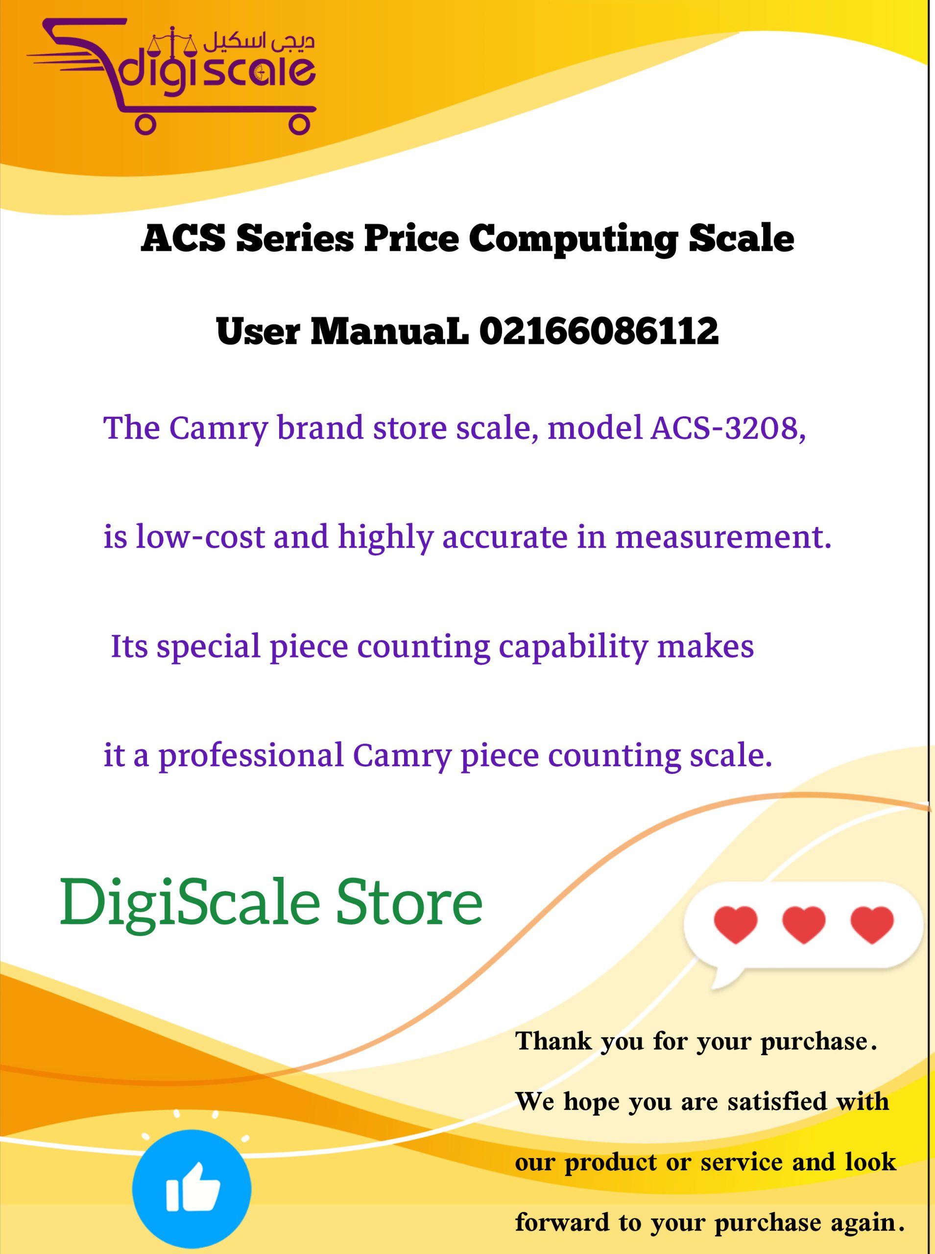 ACS Series Price Computing Scale User ManuaL 02166086112